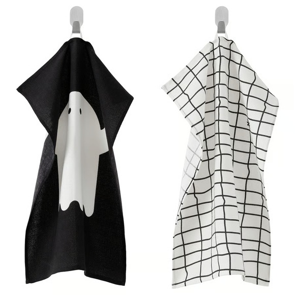 IKEA KUSTFYR Dish Towel, Ghost/Spider White/Black, 18"x24", (406.230.06) NEW - Picture 1 of 3